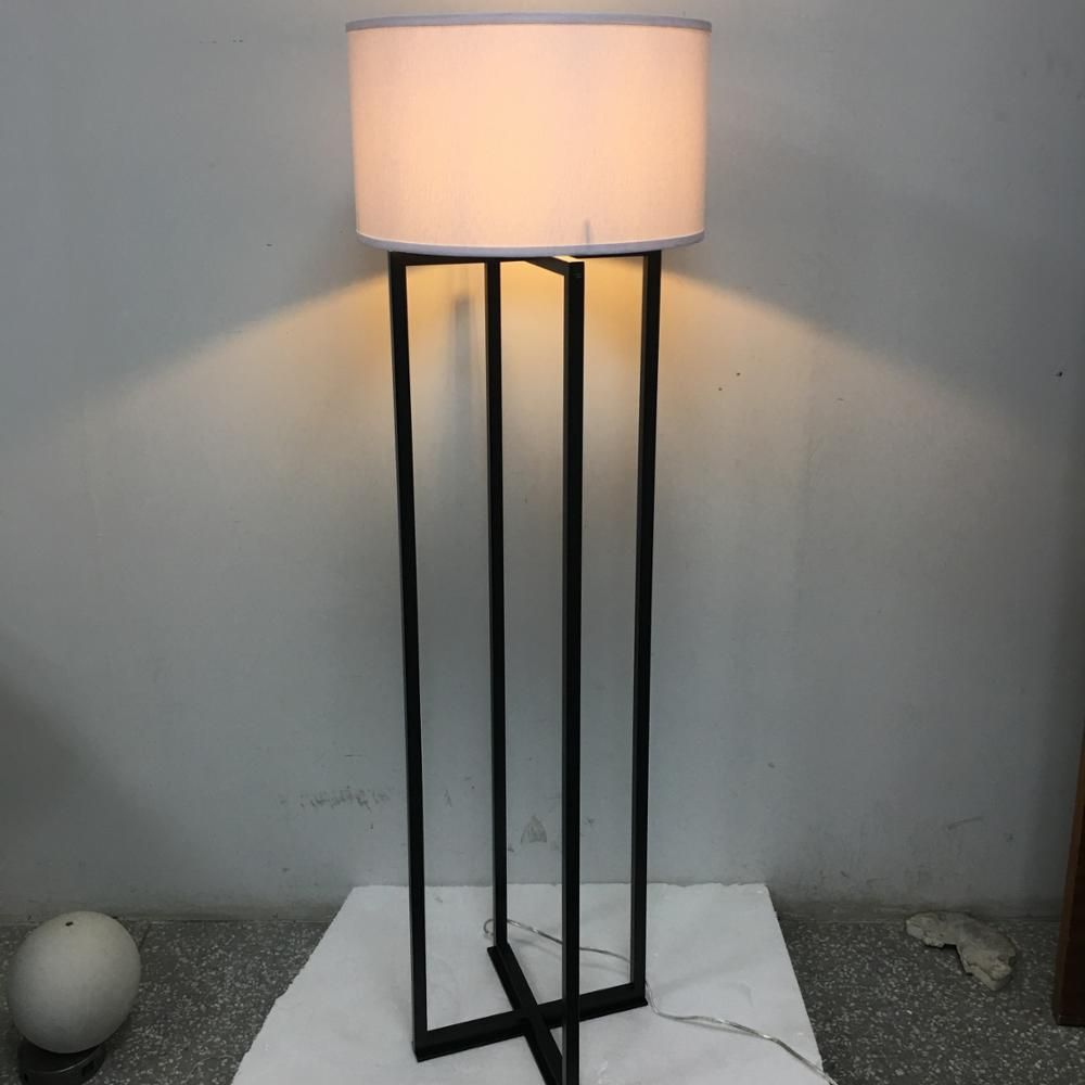 Delta Hotel Modern Floor Lamp – Antique Bronze with White Linen Drum Shade