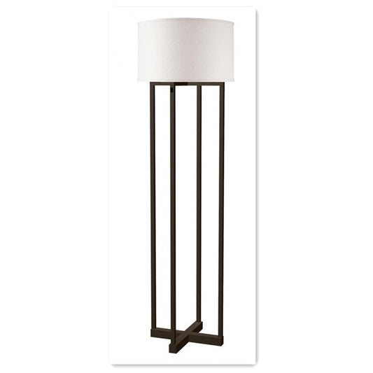 Delta Hotel Modern Floor Lamp – Antique Bronze with White Linen Drum Shade