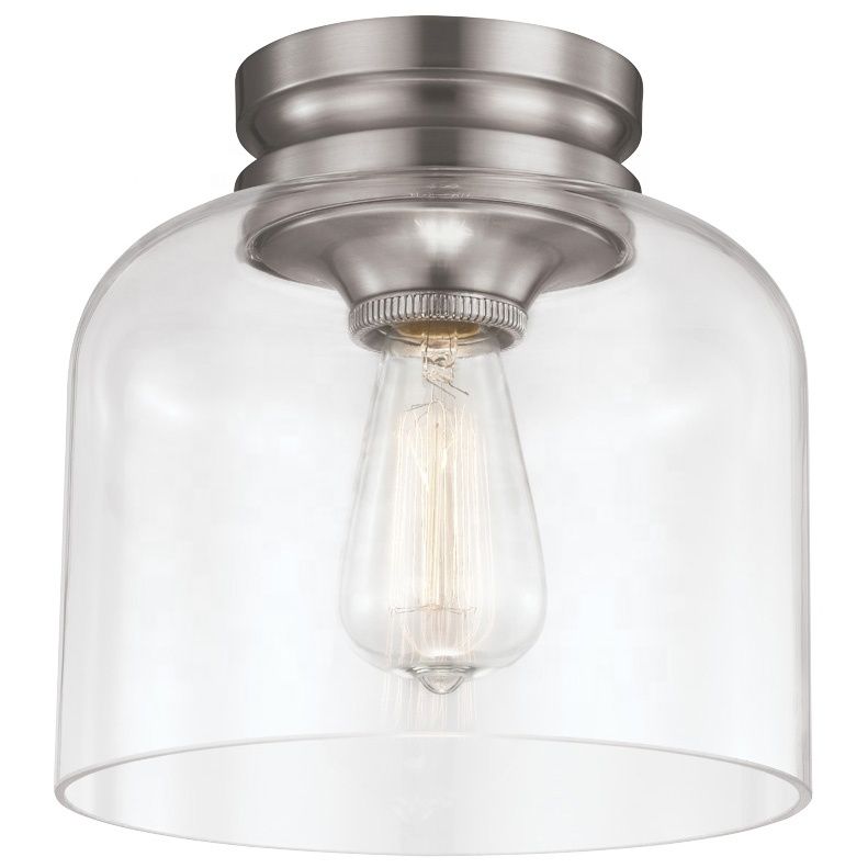 Hounslow Silver Mercury Glass Ceiling Flush Mount – Brushed Steel | Hotel Collection