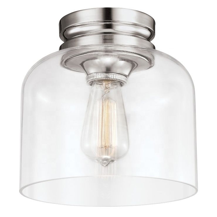 Hounslow Silver Mercury Glass Ceiling Flush Mount – Brushed Steel | Hotel Collection