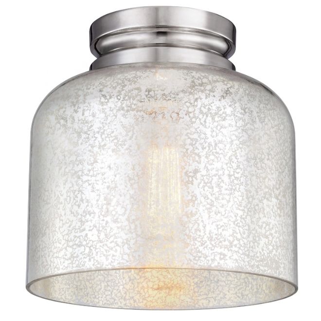 Hounslow Silver Mercury Glass Ceiling Flush Mount – Brushed Steel | Hotel Collection