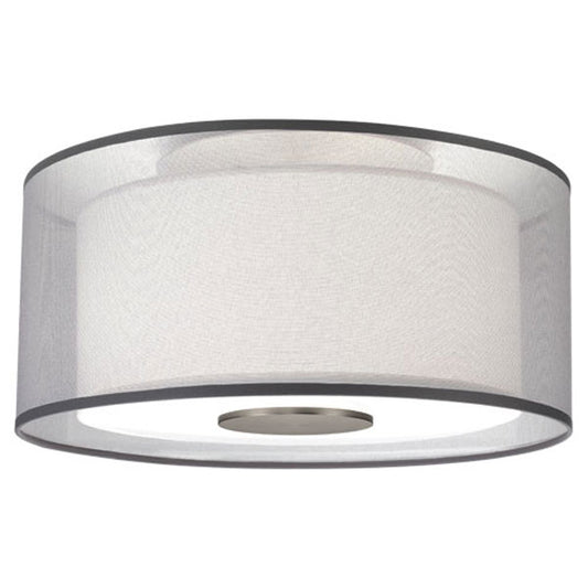 Hotel Modern Bedroom Double Layer Shade Ceiling Light – 17.5" Semi-Flush Mount, Stainless Steel Finish