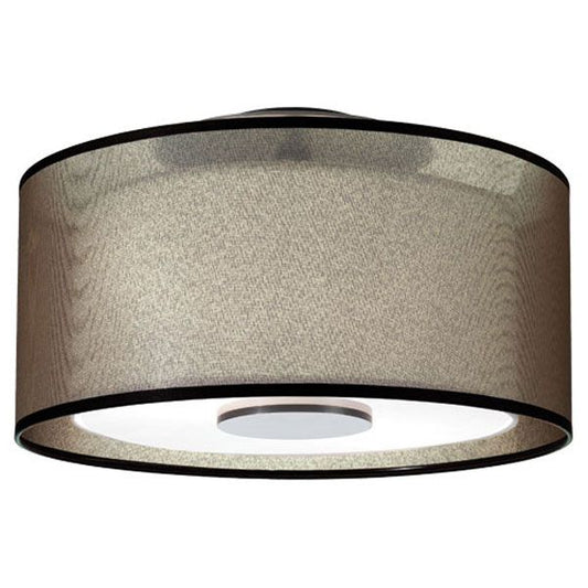Hotel Modern Bedroom Double Layer Shade Ceiling Light – 17.5" Semi-Flush Mount, Stainless Steel Finish