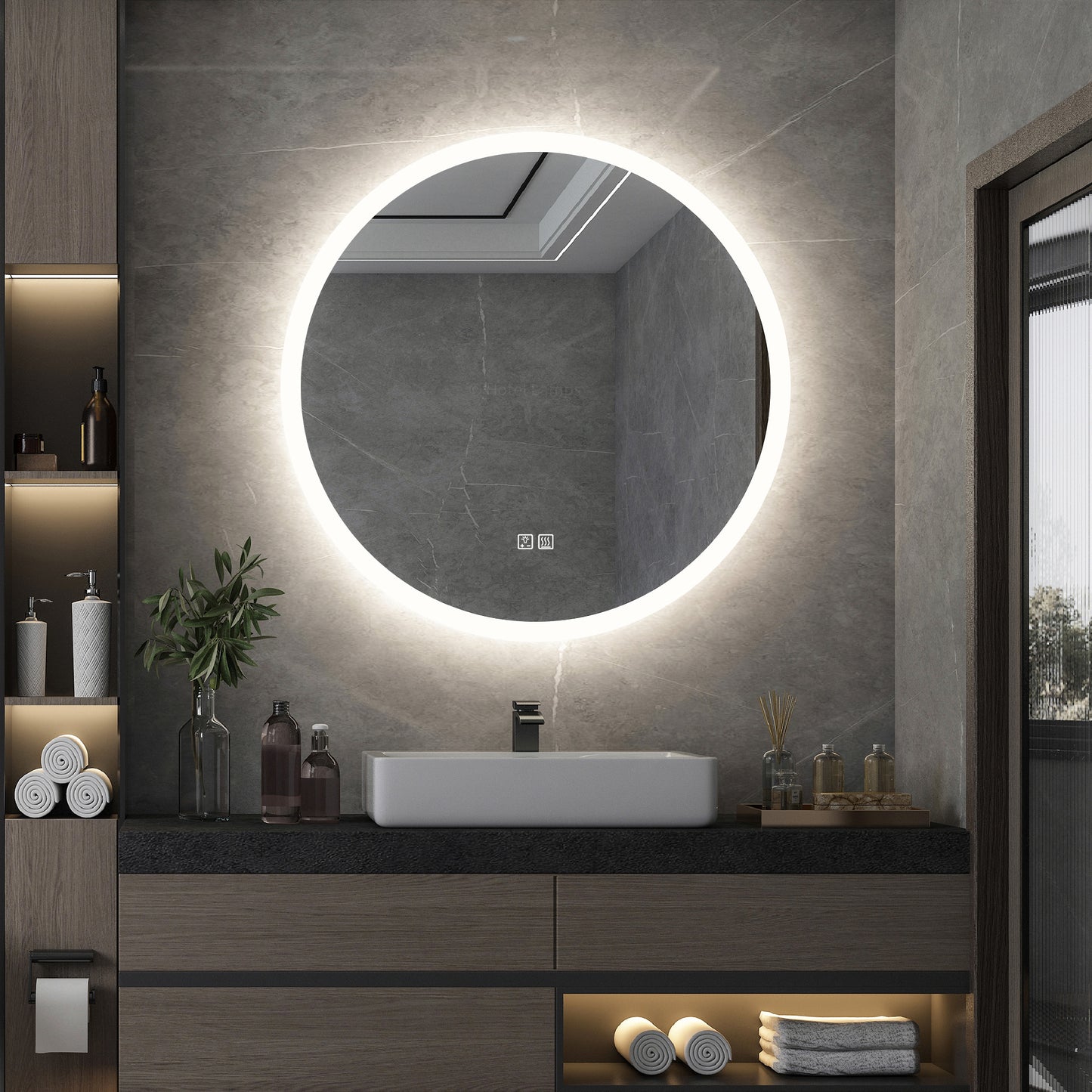 LED Bathroom Mirror with Acrylic Diffuser Light Strip & Double Touch Switch | HLLEDADLS-2565