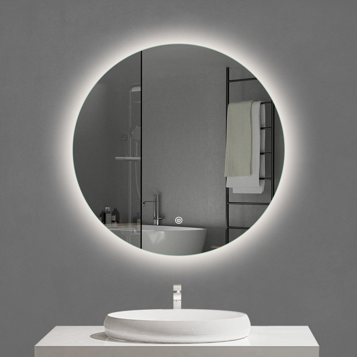 LED Bathroom Mirror with Acrylic Diffuser Side Light Strip & Single Touch Switch | HLLEDSDLS-2568