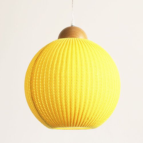 Knitting Wool Pendant Light – 11.8” Textured Hanging Ceiling Lamp with Wood Accent (UL Listed)