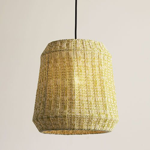 Knitting Wool Pendant Light with Wooden Detail – 18” Hanging Ceiling Lamp (UL Listed)