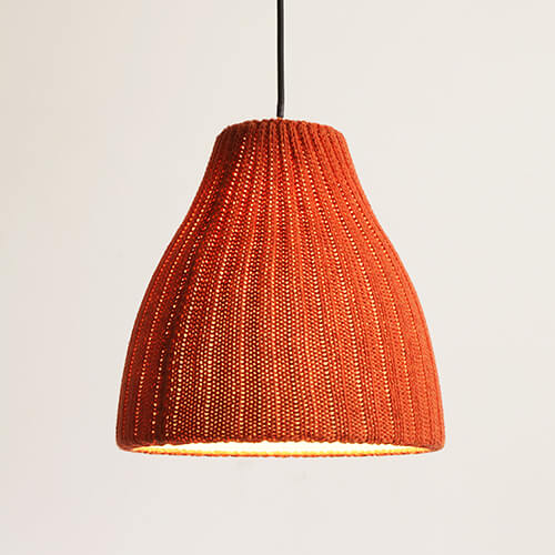 Knitting Wool Pendant Light with Wooden Accent – 11” Handmade Hanging Lamp (UL Listed)