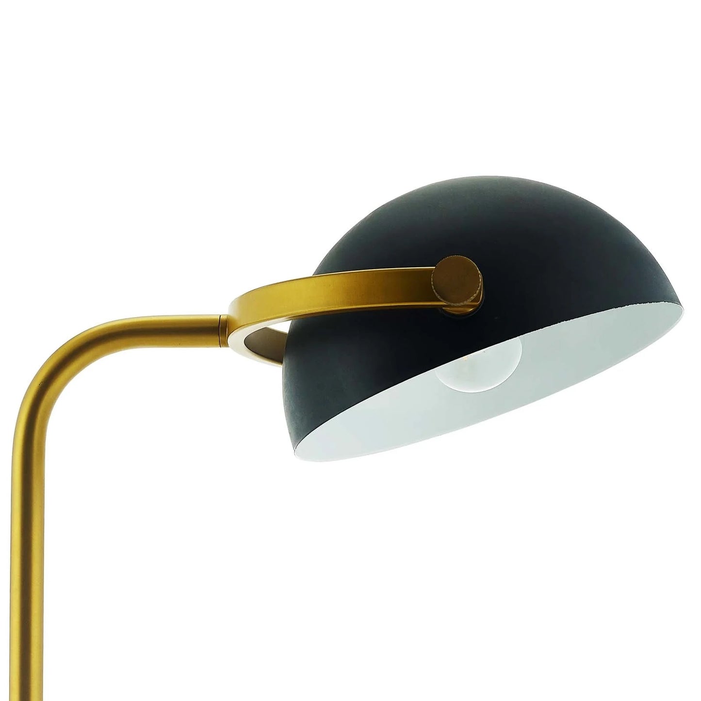 Convey Floor Lamp – Bronze Stem with White Marble Base and Matte Black Shade