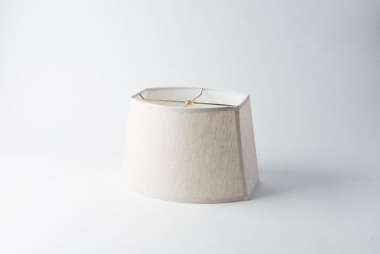 Linen Chipped Oval Lamp Shade – Oatmeal Fabric with Rolled Edges, Hardbacked