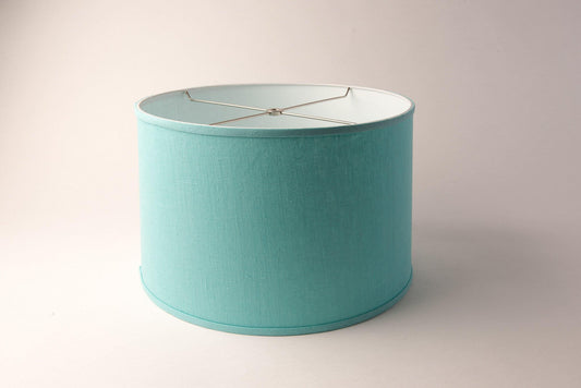 Short Drum Lampshade – Blue Linen