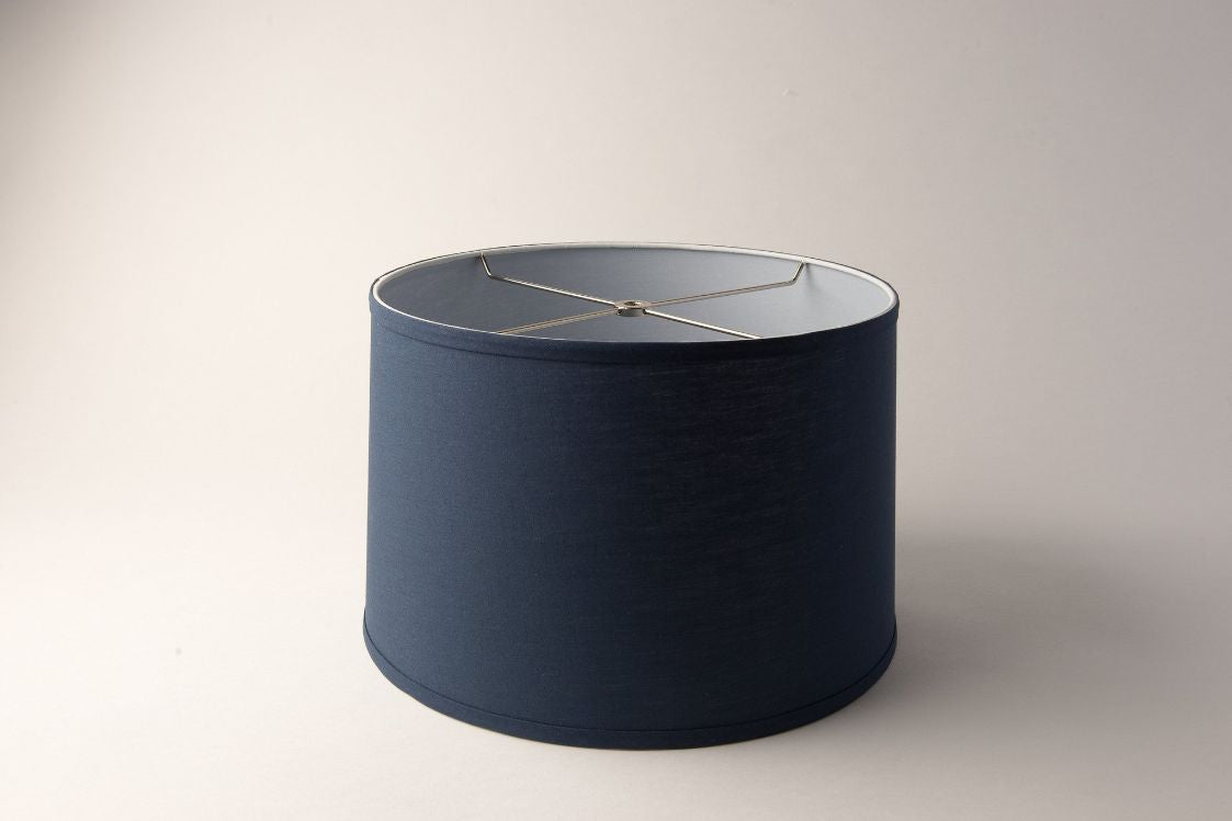 Short Drum Lampshade – Navy Linen