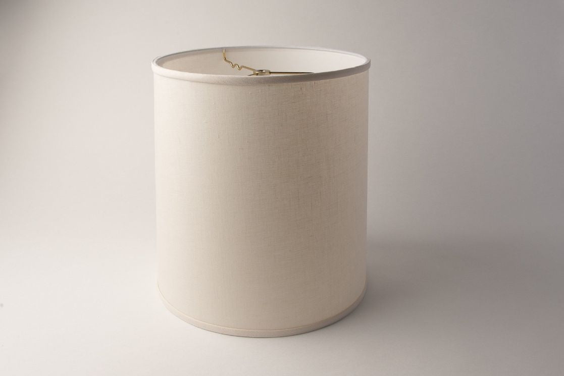 Tall Drum Vanilla Linen Lampshade – Soft Light Hardback Design