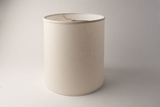 Tall Drum Vanilla Linen Lampshade – Soft Light Hardback Design