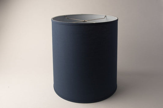 Tall Drum Navy Linen Lampshade – Modern Hardback Design
