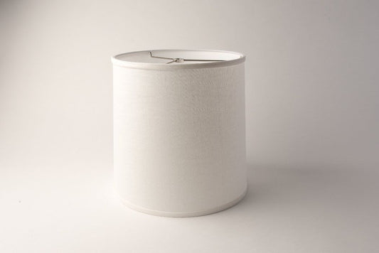 Tall Drum White Linen Lampshade – Crisp Hardback Design