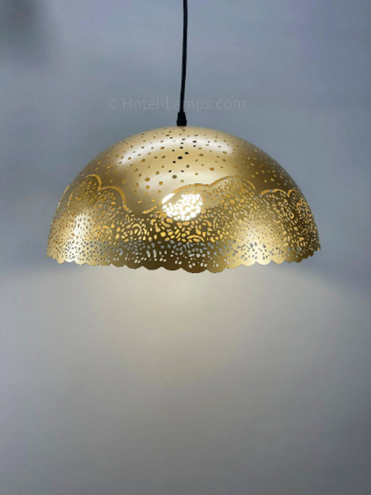 Metal Dome Pendant Lamp – Brass Finish with Adjustable Hanging Cord
