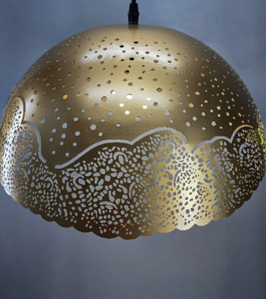 Metal Dome Pendant Lamp – Brass Finish with Adjustable Hanging Cord
