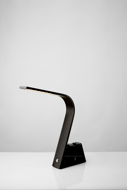 Modern LED Desk Lamp with USB & Outlet Ports – Slim Matte Black Design