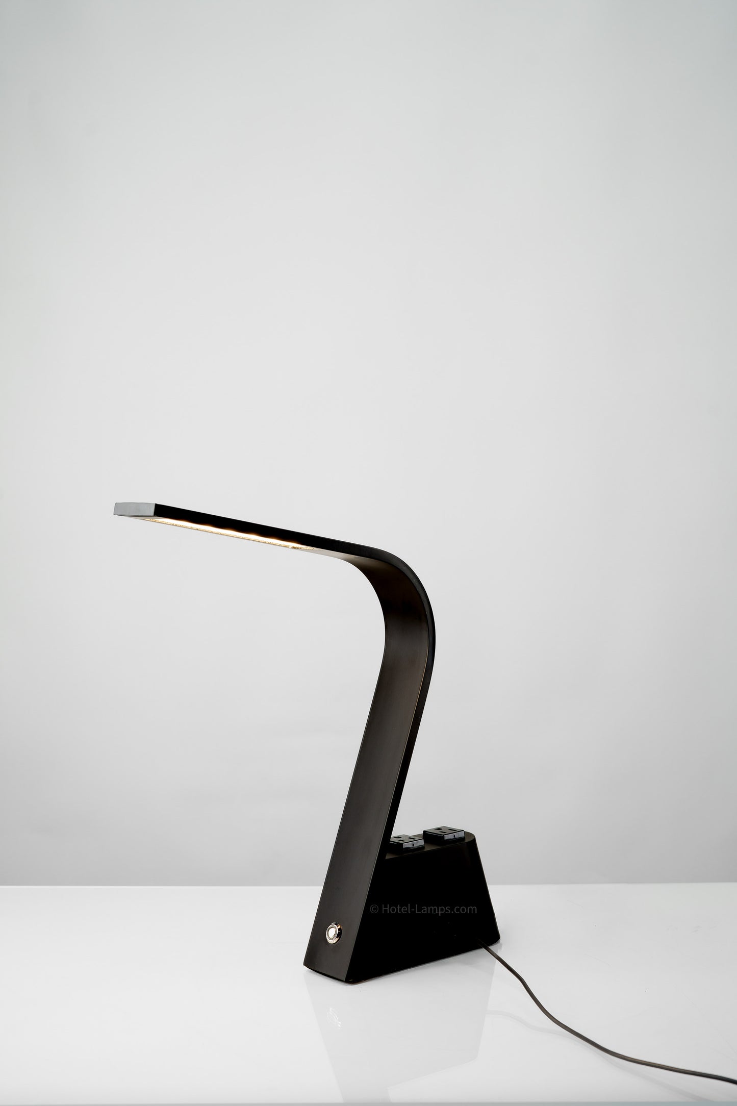Modern LED Desk Lamp with USB & Outlet Ports – Slim Matte Black Design