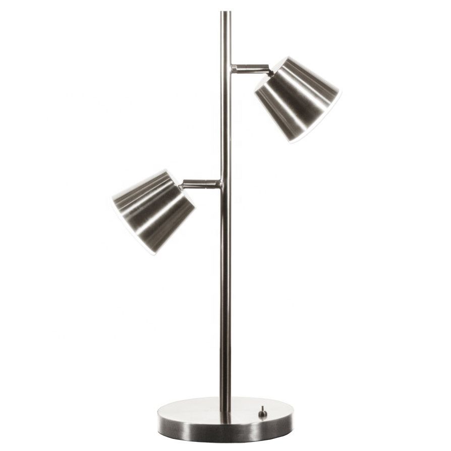 Metal Stem Table Lamp with Matte Black Finish – Dual Adjustable Shades, Modern Lighting