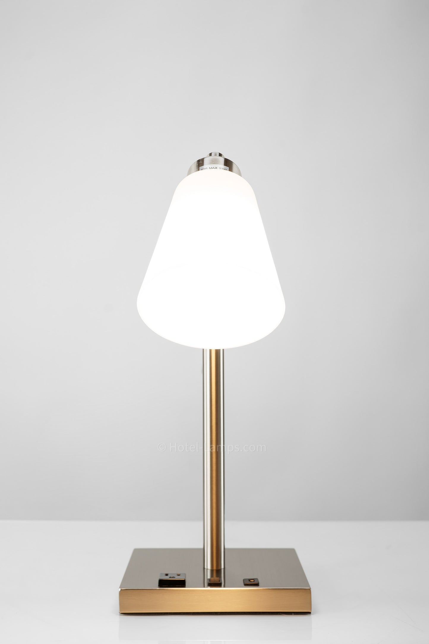 Mid-Century Adjustable Arm Table Lamp with USB & Outlet Ports – Brushed Nickel Finish