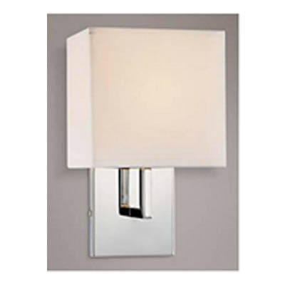 Brushed Nickel Minibar Sconce with Linen Square Shade – Hardwired Wall Light