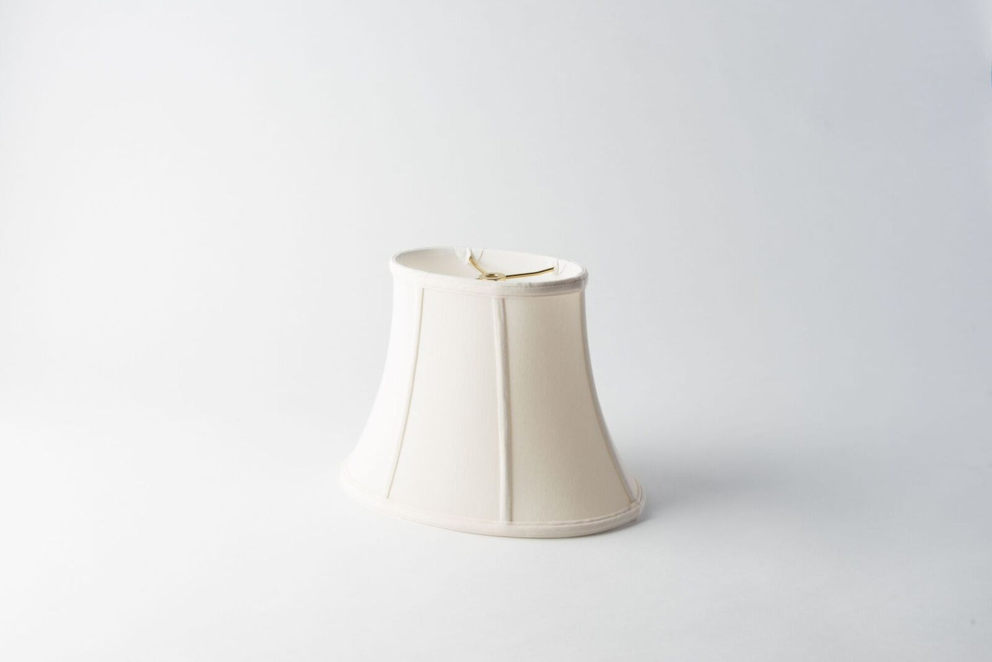 Oval Bell Silk Lamp Shade – Eggshell with Piping Detail, Soft-Sided