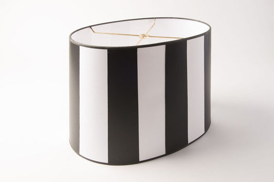 Oval Lamp Shade – Black and White Stripe, Soft-Sided