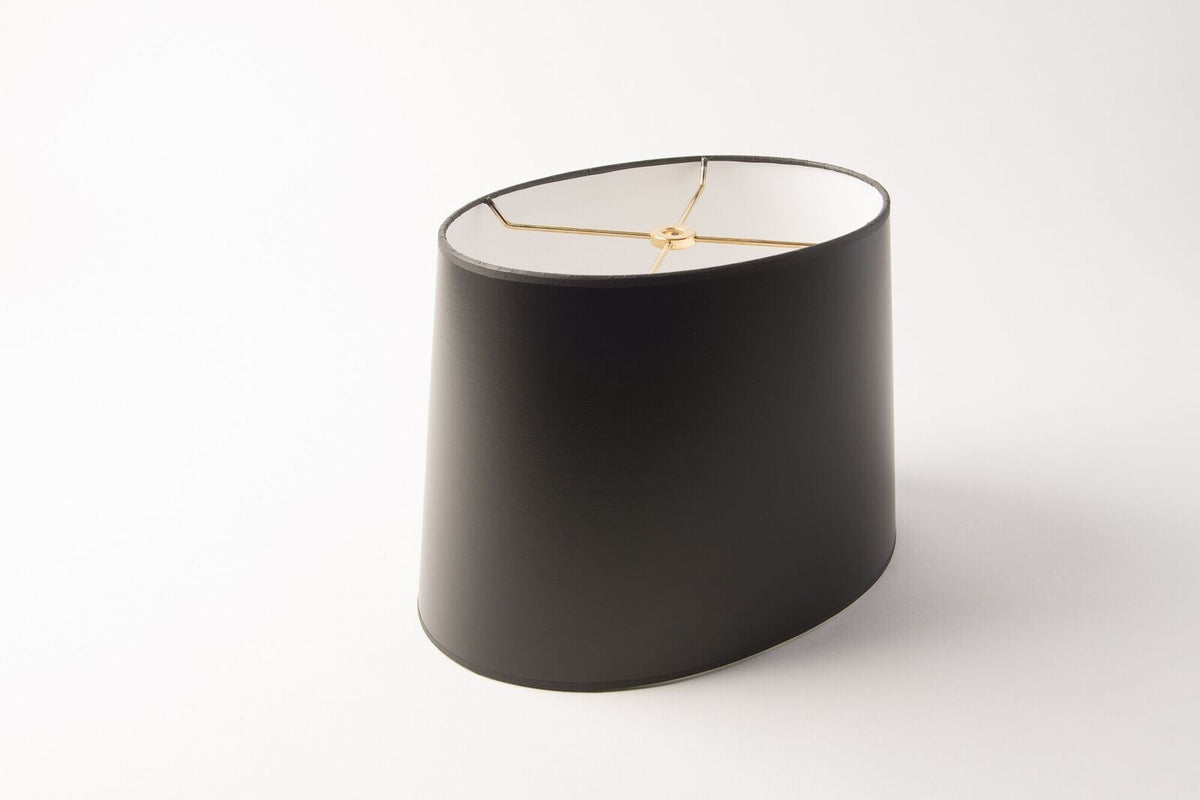 Oval Lamp Shade – Black Opaque Paper, Hardbacked