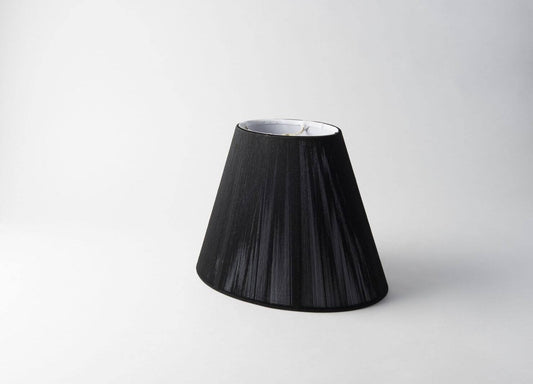Oval Lamp Shade – Black Silk String, Soft-Sided