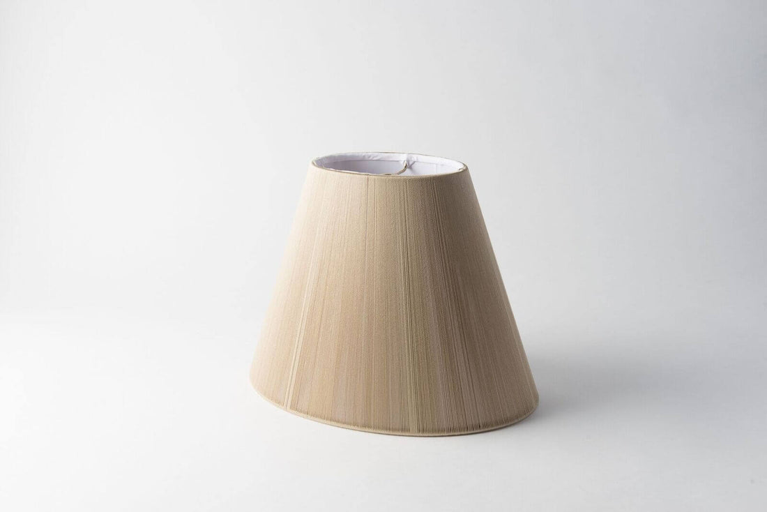 Oval Lamp Shade – Taupe Silk String, Soft-Sided – Hotel Lamps