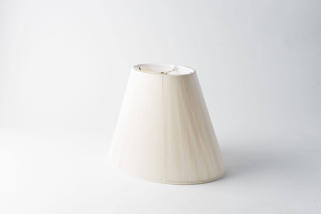 Oval Lamp Shade – White Silk String, Soft-Sided – Hotel Lamps
