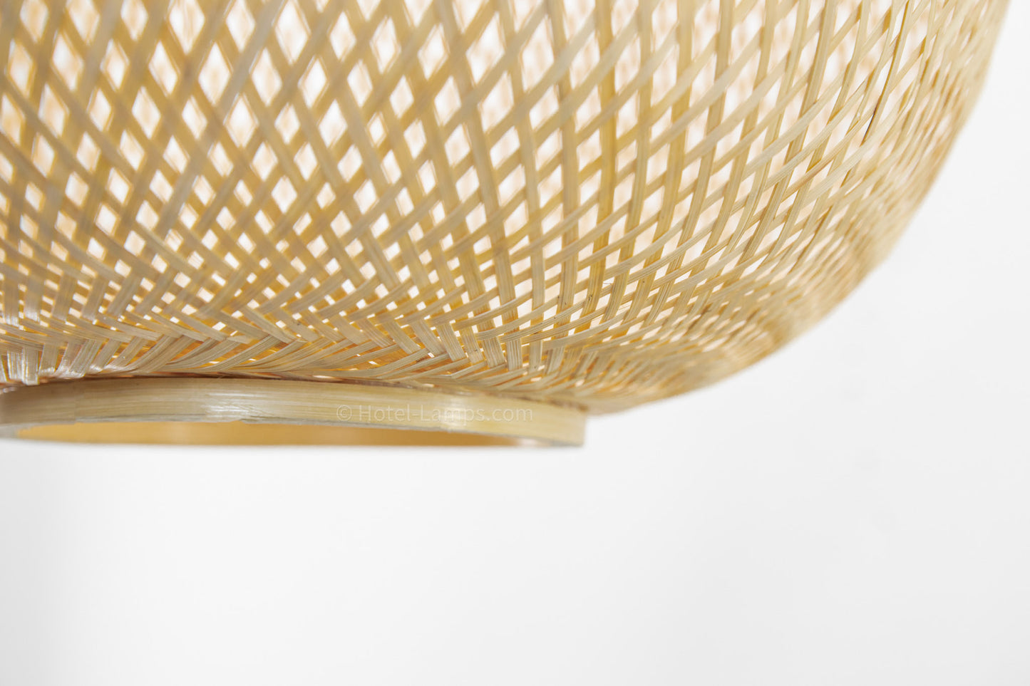 Round Woven Bamboo Pendant Light – 5 ft. Hanging Ceiling Lamp