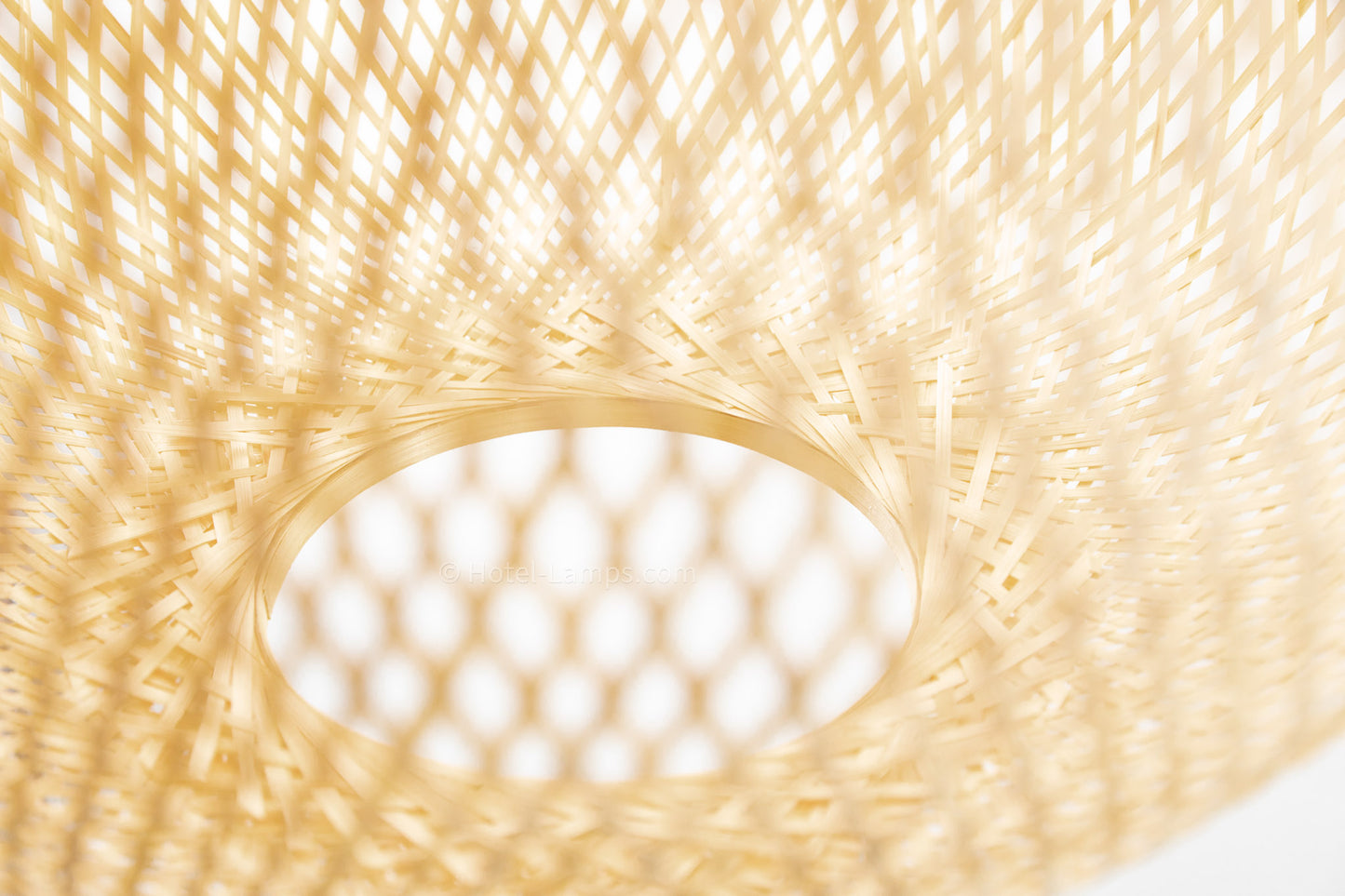 Round Woven Bamboo Pendant Light – 5 ft. Hanging Ceiling Lamp