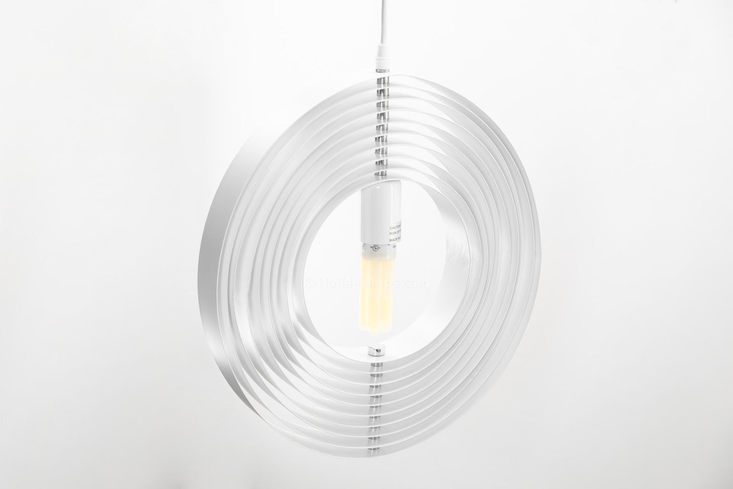 White Spiral Metal Pendant Light – Adjustable Contemporary Ceiling Lamp