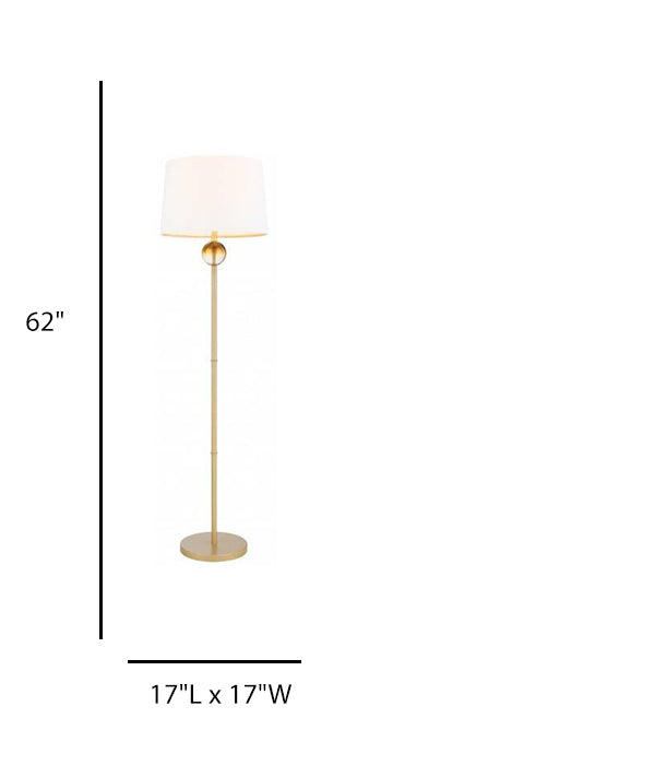 Golden Glass Accent Floor Lamp with White Linen Shade – HLRT16026