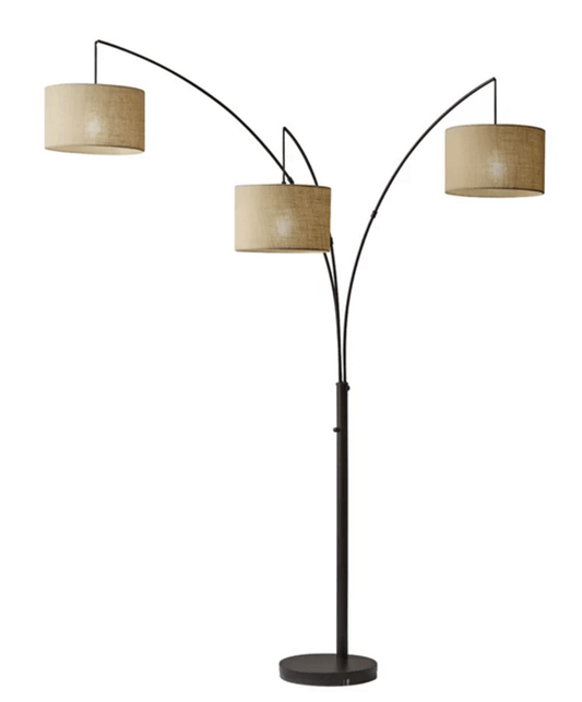 Antique Bronze Floor Lamp with Burlap Drum Shade – HLRT16045