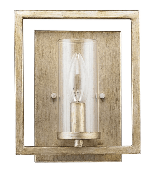 Clear Seeded Glass Table Lamp with White Gold Finish – HLRT16032