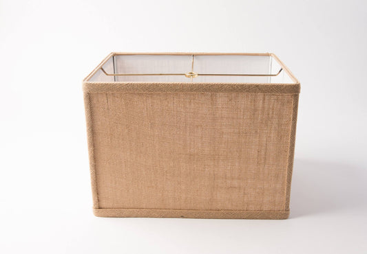 Box Rectangle Lamp Shade – Beige Burlap, Hardbacked