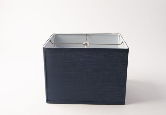 Box Rectangle Lamp Shade – Navy Linen, Hardbacked