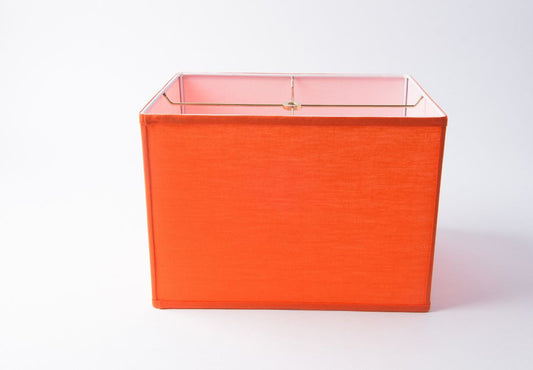 Box Rectangle Lamp Shade – Orange Linen, Hardbacked