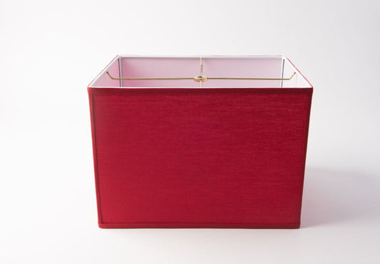 Box Rectangle Lamp Shade – Red Linen, Hardbacked