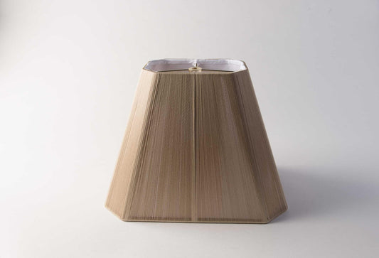 Rectangle Cut Corner Lamp Shade – Taupe Silk String, Soft-Sided