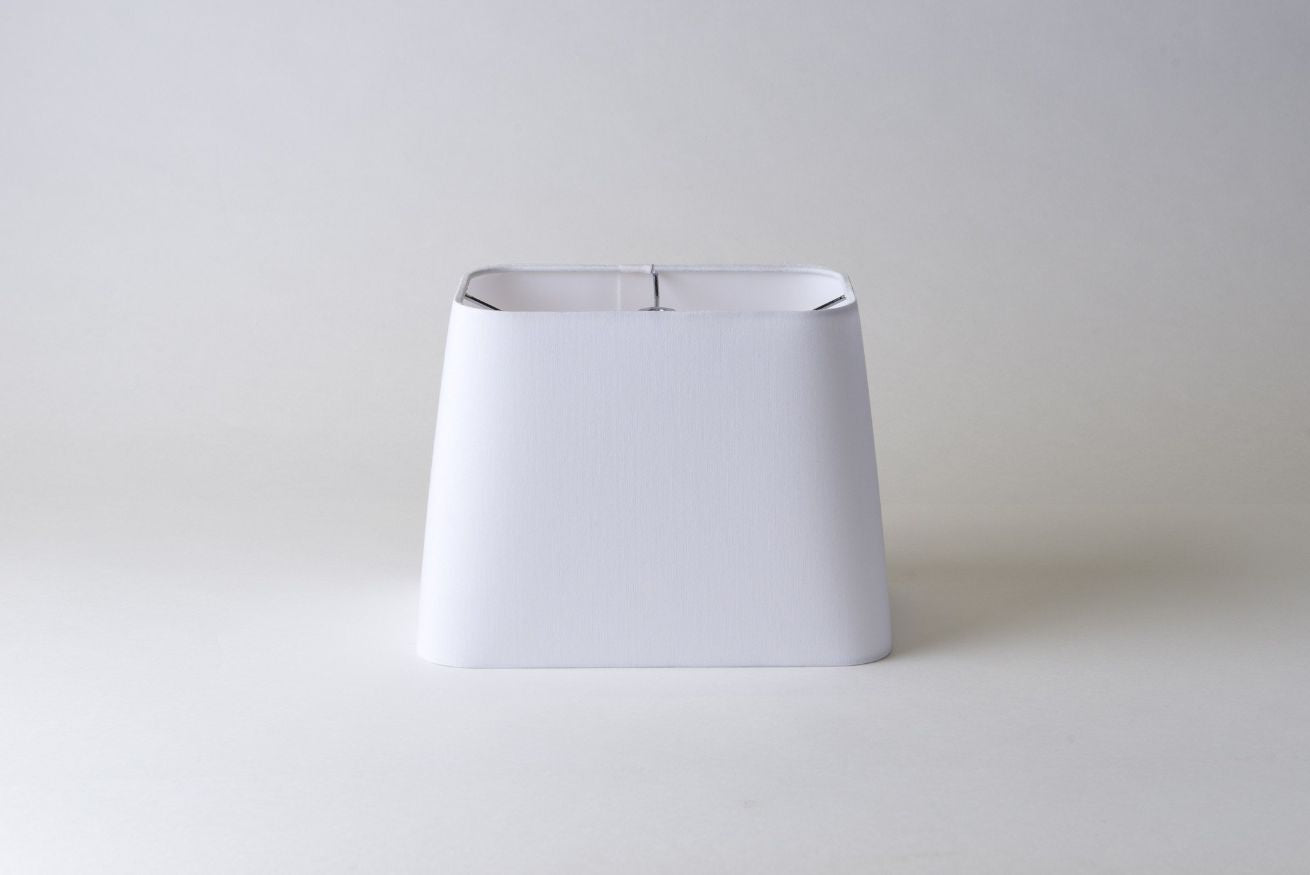 Rectangle Rounded Corner Lamp Shade – Bone Slubless Silk, Hardbacked