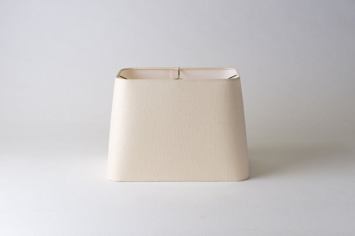 Rectangle Rounded Corner Lamp Shade – Eggshell Linen, Hardbacked with Rolled Edges