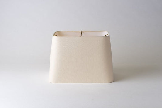 Rectangle Rounded Corner Lamp Shade – Eggshell Linen, Hardbacked with Rolled Edges