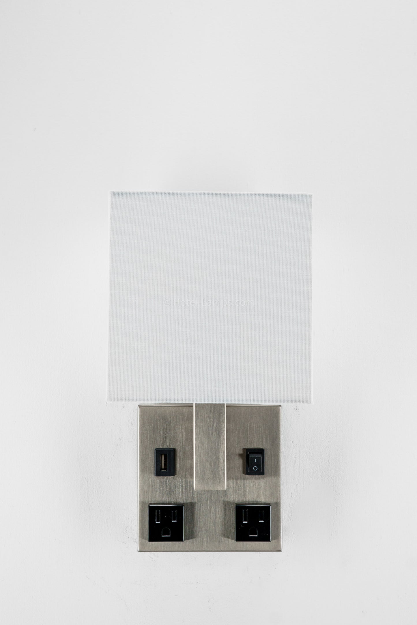 Single Wall Lamp – Satin Nickel Finish with USB & Outlets, Wall-Mounted Bedside Light