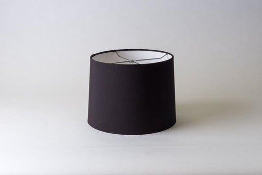 Drum Rolled Edge Black Slubless Fabric Lampshade – Hardback Translucent Design