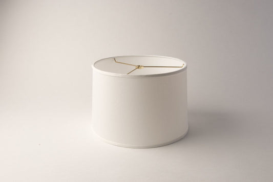 Short Drum Lampshade – White Slubless Fabric